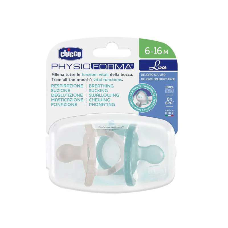 Chicco Chupetas PhysioForma Luxe Silicone Cinza/Azul 6-16M - Image 2