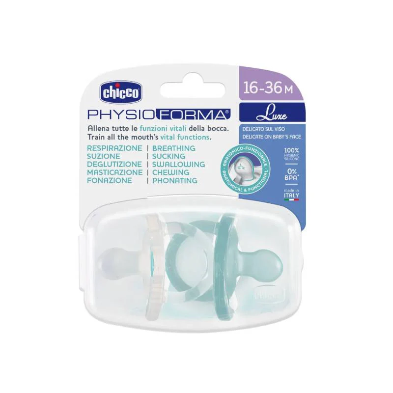 Chicco Chupetas PhysioForma Luxe Silicone Transparente/Azul 16-36M - Image 2