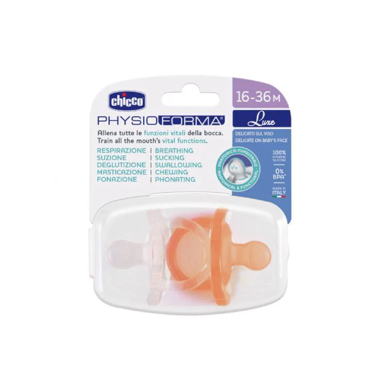 Chicco Chupetas PhysioForma Luxe Silicone Transparente/Laranja 16-36M - Image 2