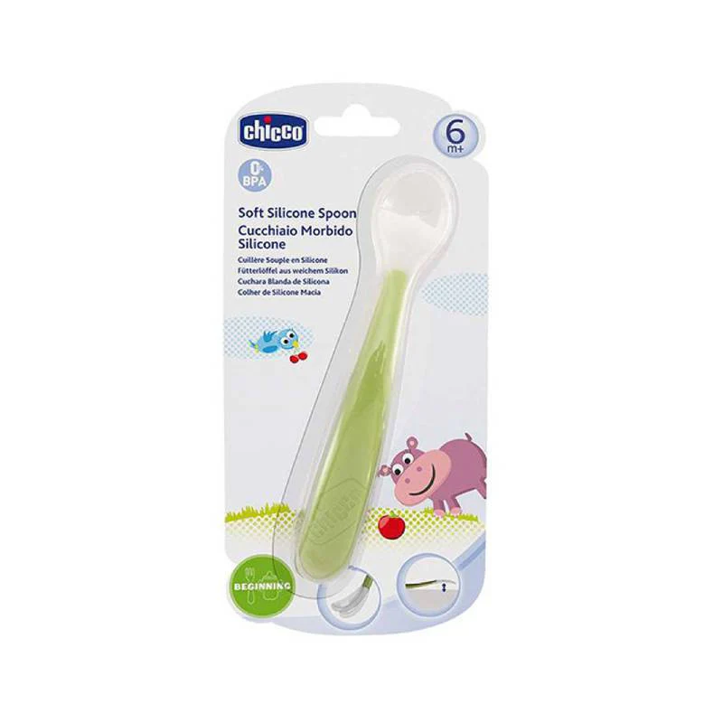 Chicco Colher de Silicone Verde 6M+ - Image 2