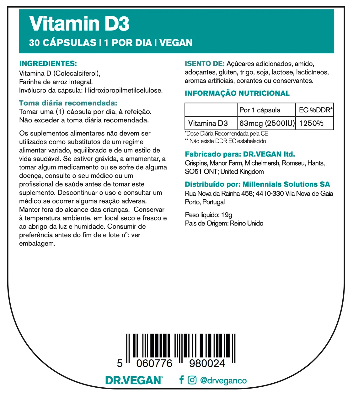 DR VEGAN Daily Vitamin D3 x30 - Image 6