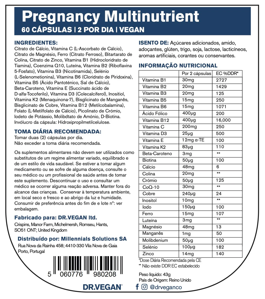Dr Vegan Pregnancy Multinutrient x60 - Image 7