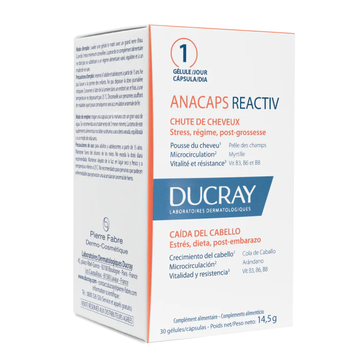 Ducray Anacaps Reactiv para queda de cabelo x 30 cápsulas 14,5 g (0,51 oz) - Image 2