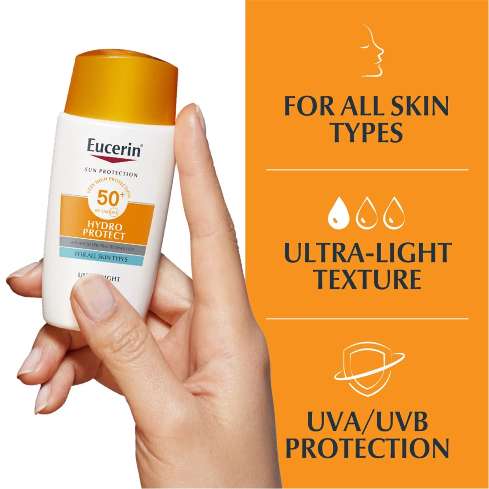 Eucerin Sun Hydro Protect Fluido Ultraleve FPS50+ 50 ml (1,69 fl oz) - Image 3