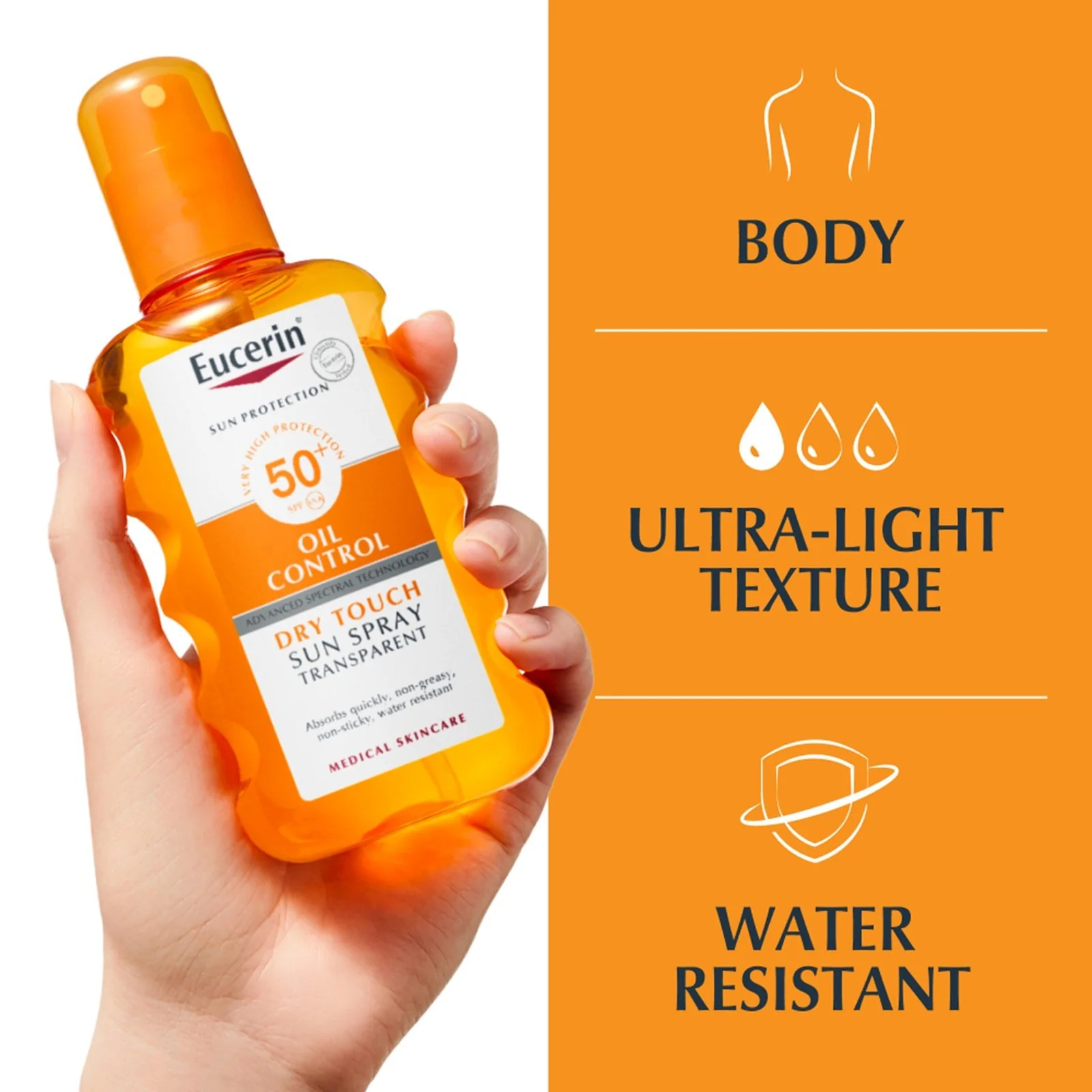Eucerin Sun Oil Control Spray Solar Toque Seco Transparente FPS50+ 200ml (6,76 fl oz) - Image 3