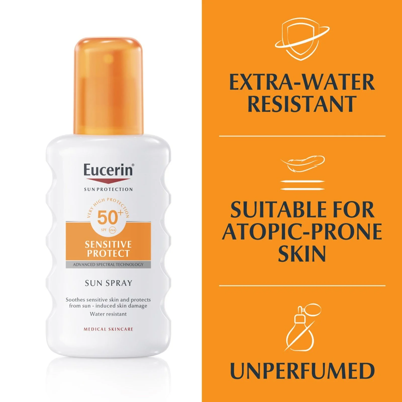 Eucerin Sun Sensitive Protect Spray Solar FPS50+ 200 ml (6,76 fl oz) - Image 3
