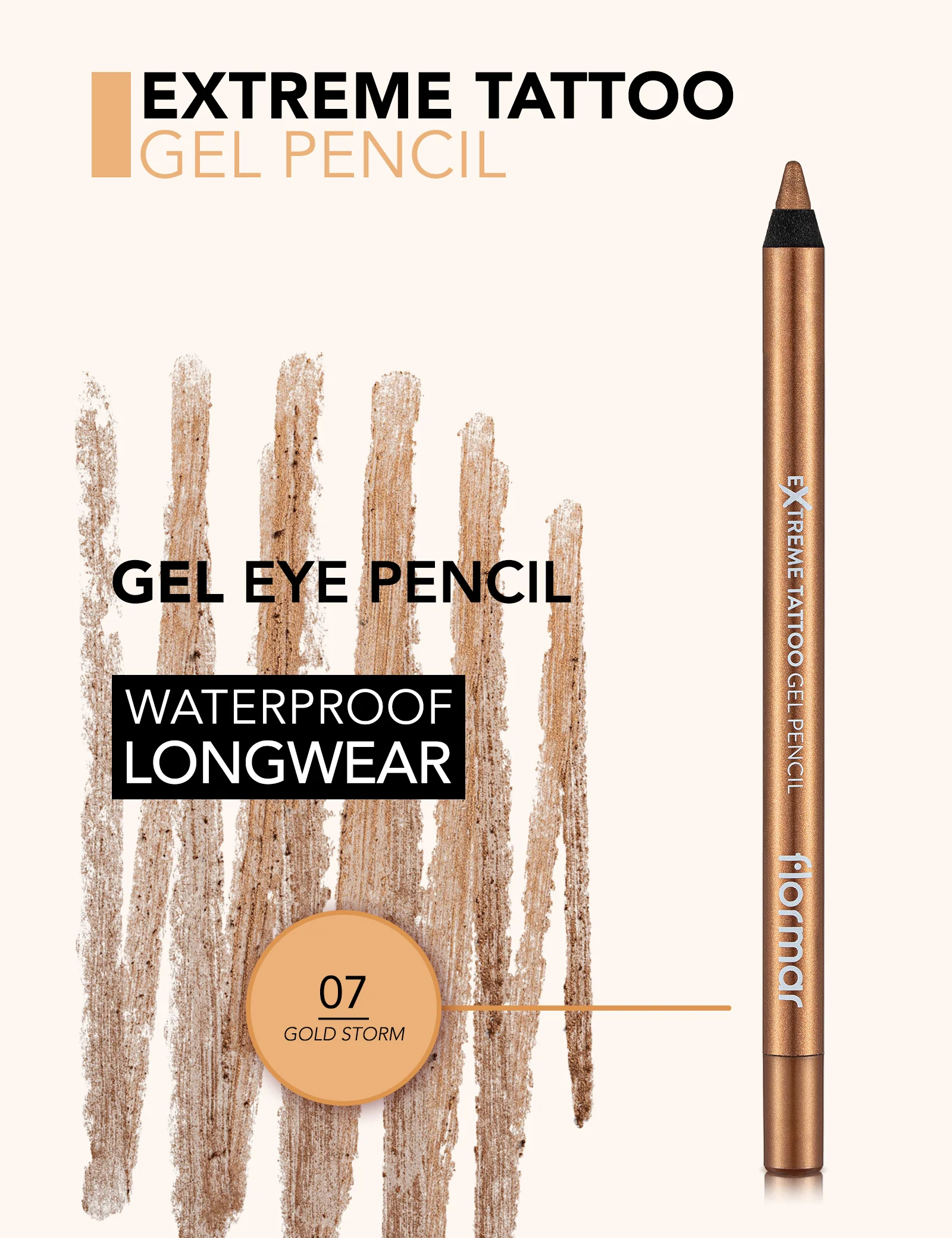 Flormar Extreme Tattoo Gel - 07 Gold Storm - Image 5