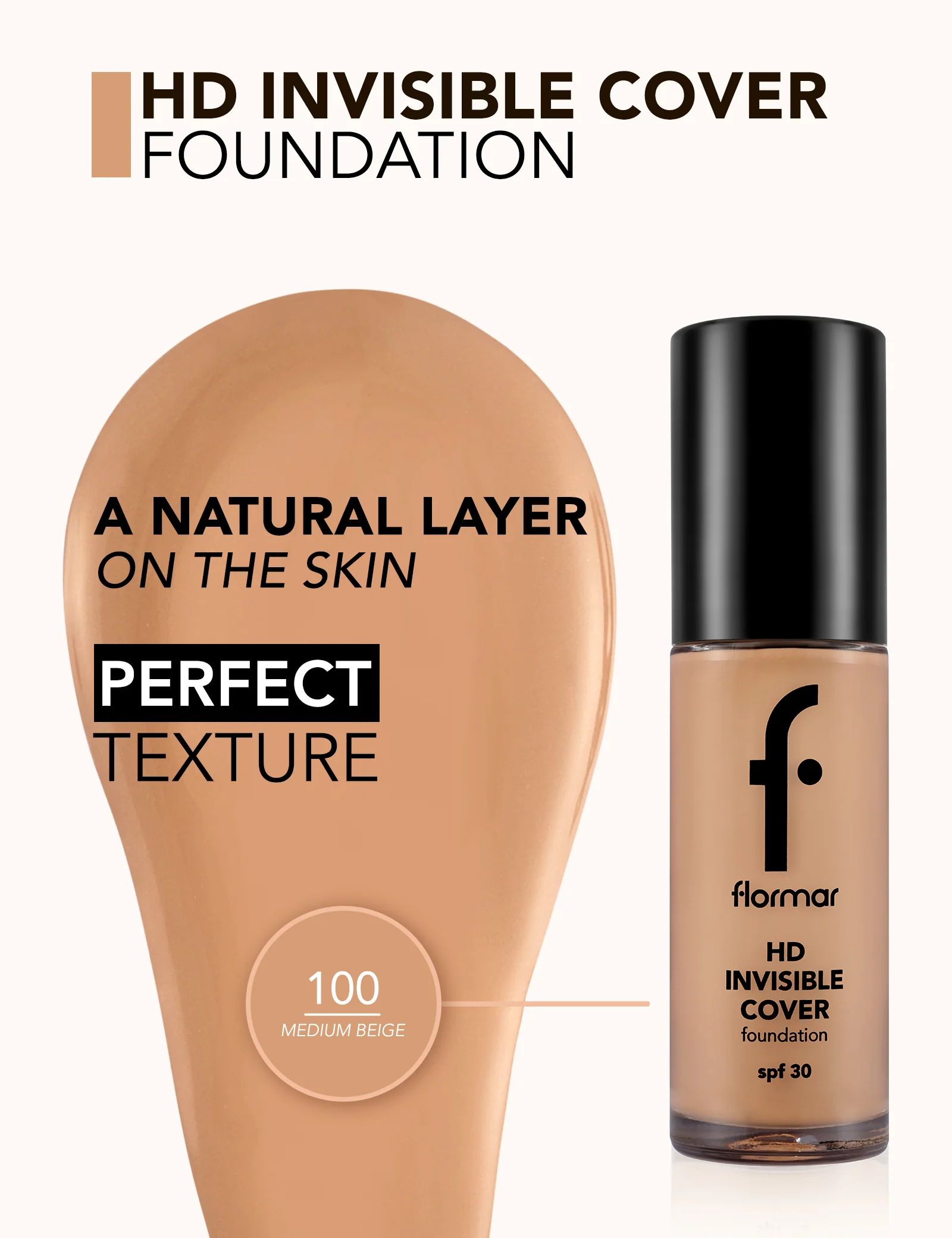 Flormar Hd Invisible Cover 100 Medium Beige Np - Image 4