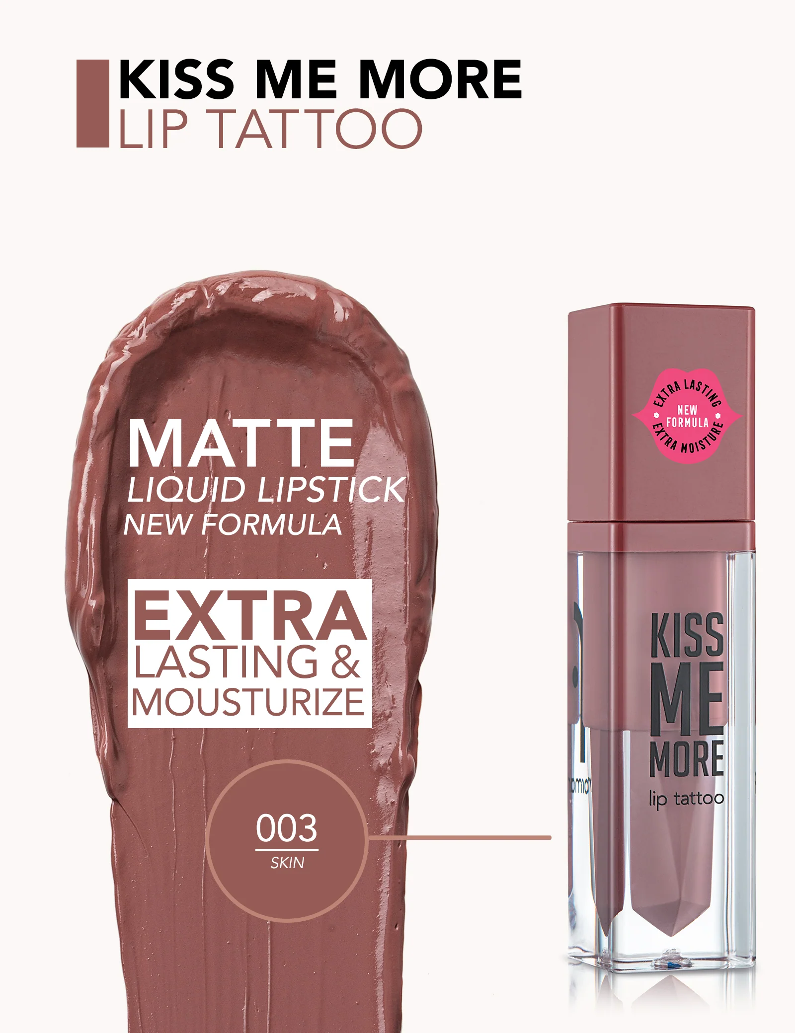 Flormar Kiss Me More Lip Tattoo 03 Skin - Image 4