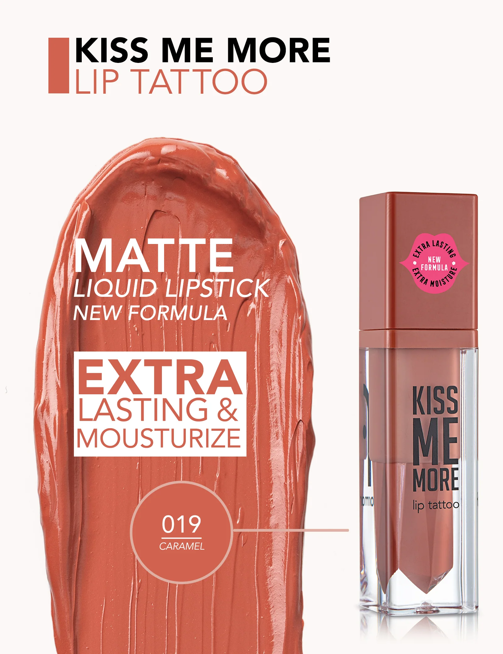 Flormar Kiss Me More Lip Tattoo 19 Caramel - Image 4