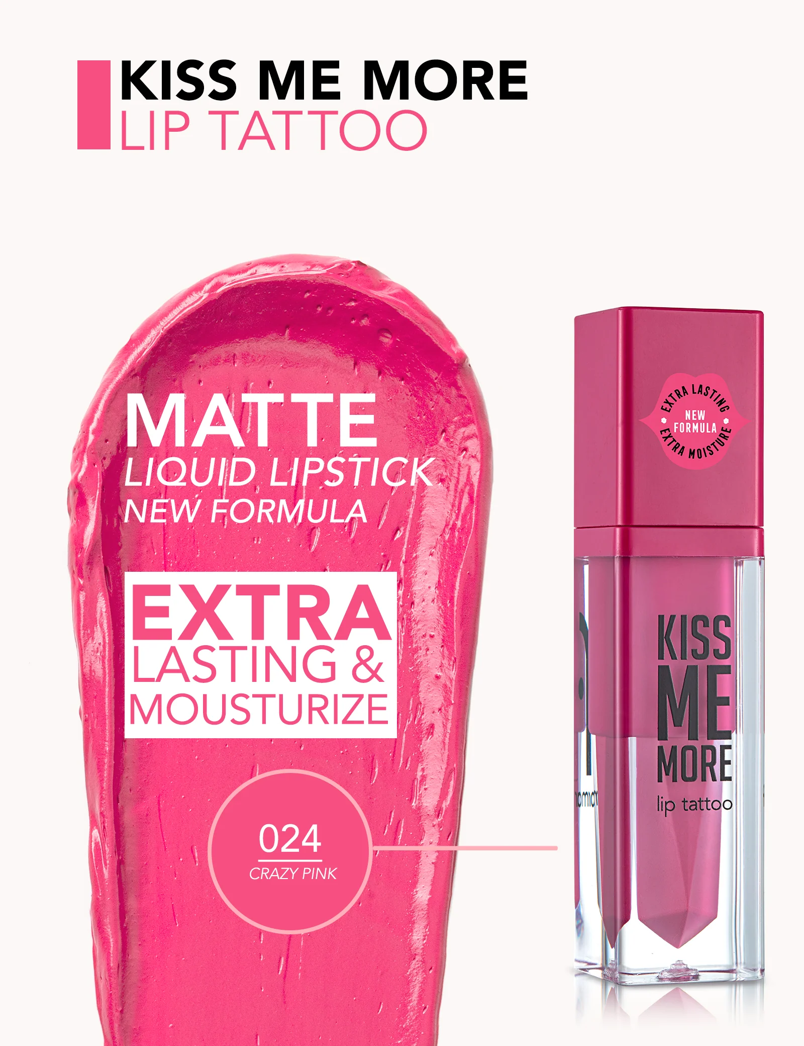 Flormar Kiss Me More Lip Tattoo 24 Crazy Pink - Image 4