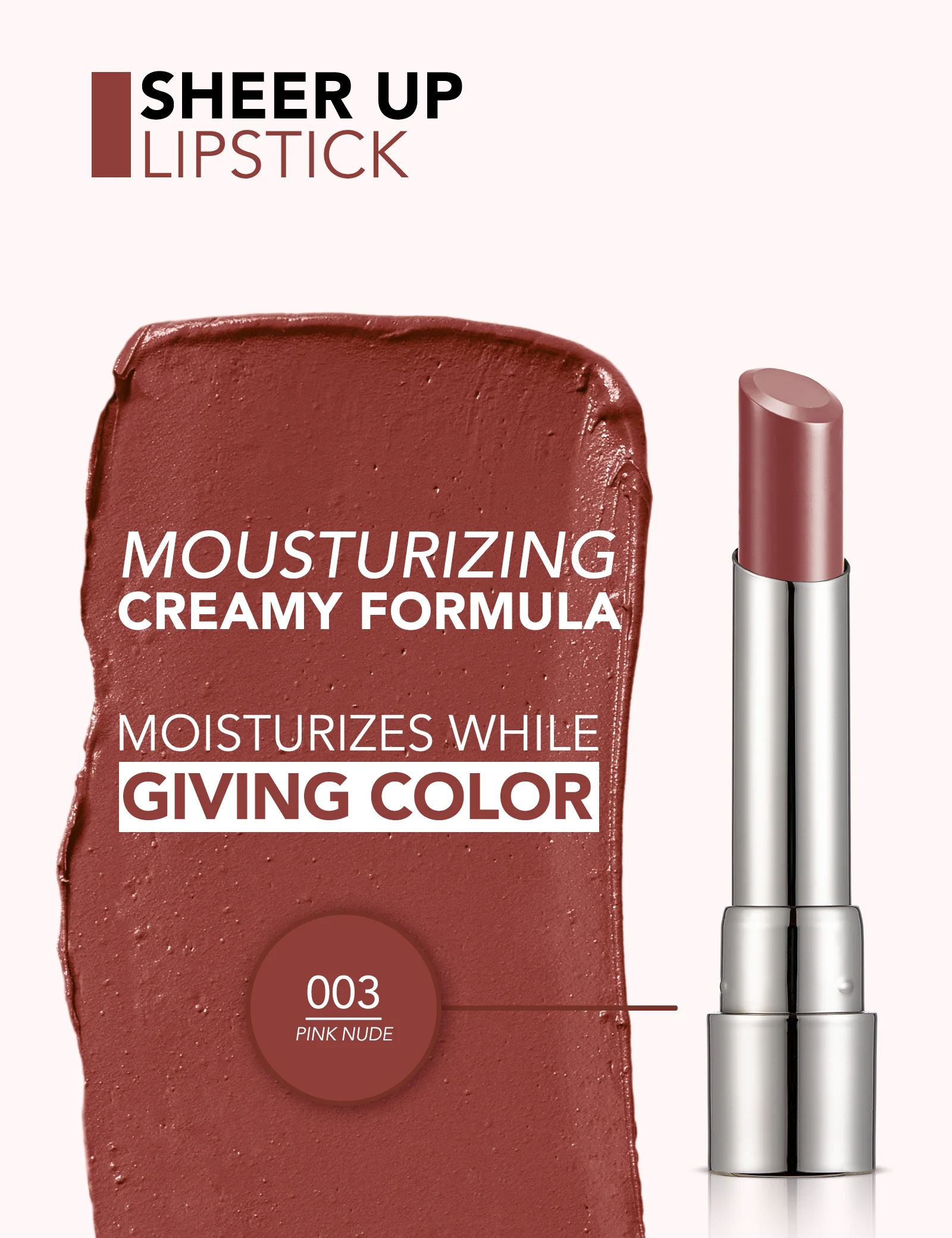 Flormar Sheer Up Lipstick 003 Pink Nude - New - Image 4