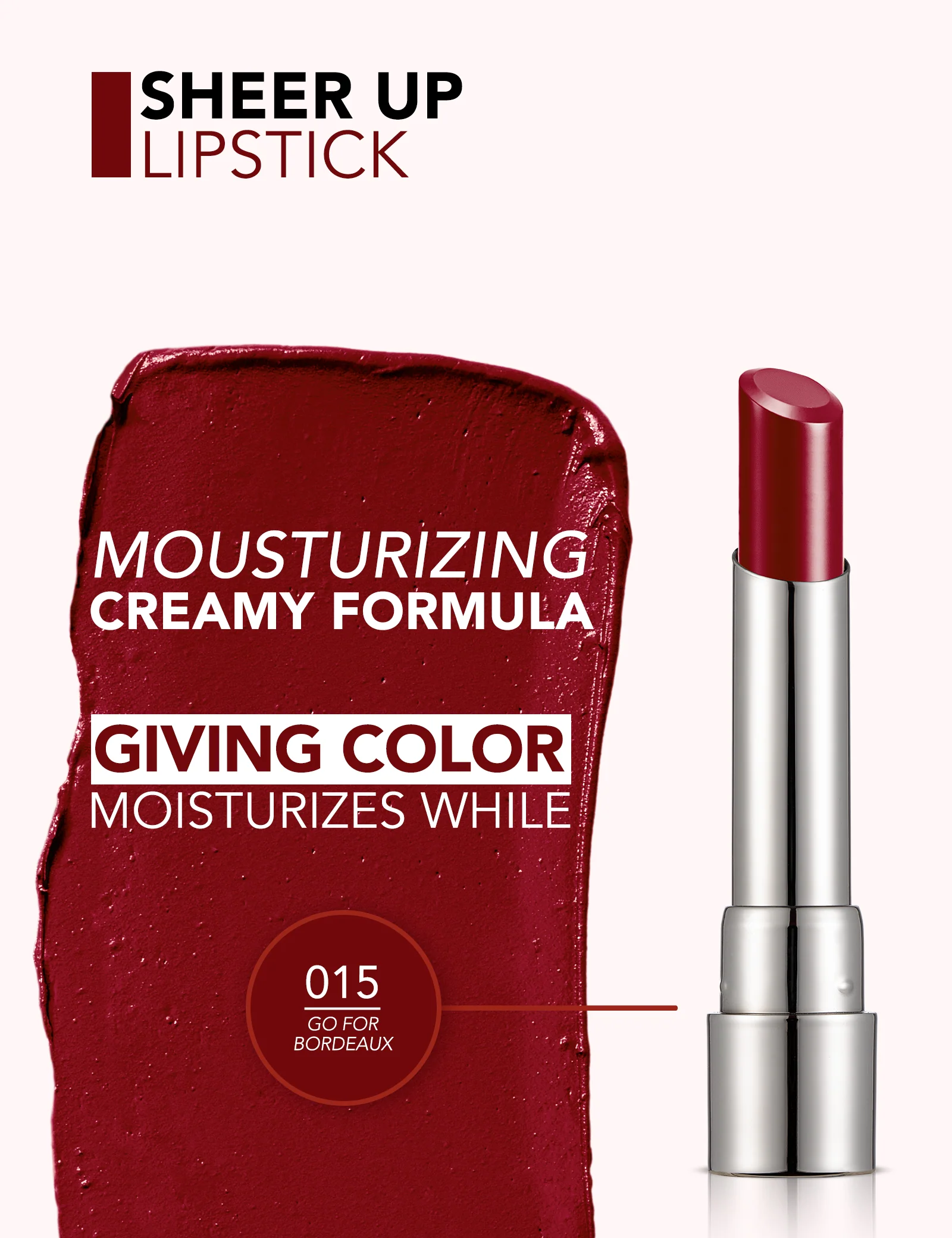 Flormar Sheer Up Lipstick 015 Go For Bordeaux - New - Image 4