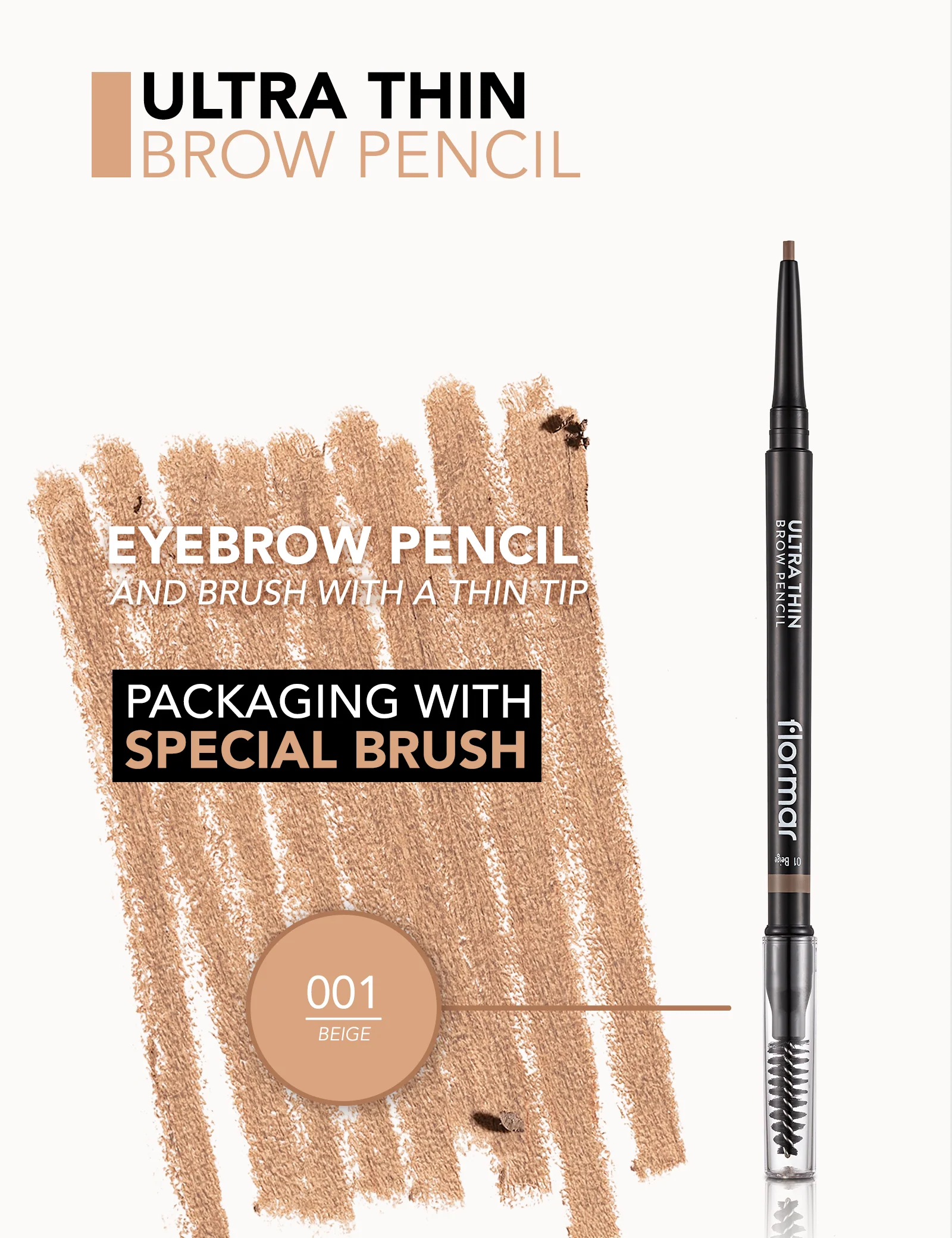 Flormar Ultra Thin Brow Pencil 01 Beige - Image 5