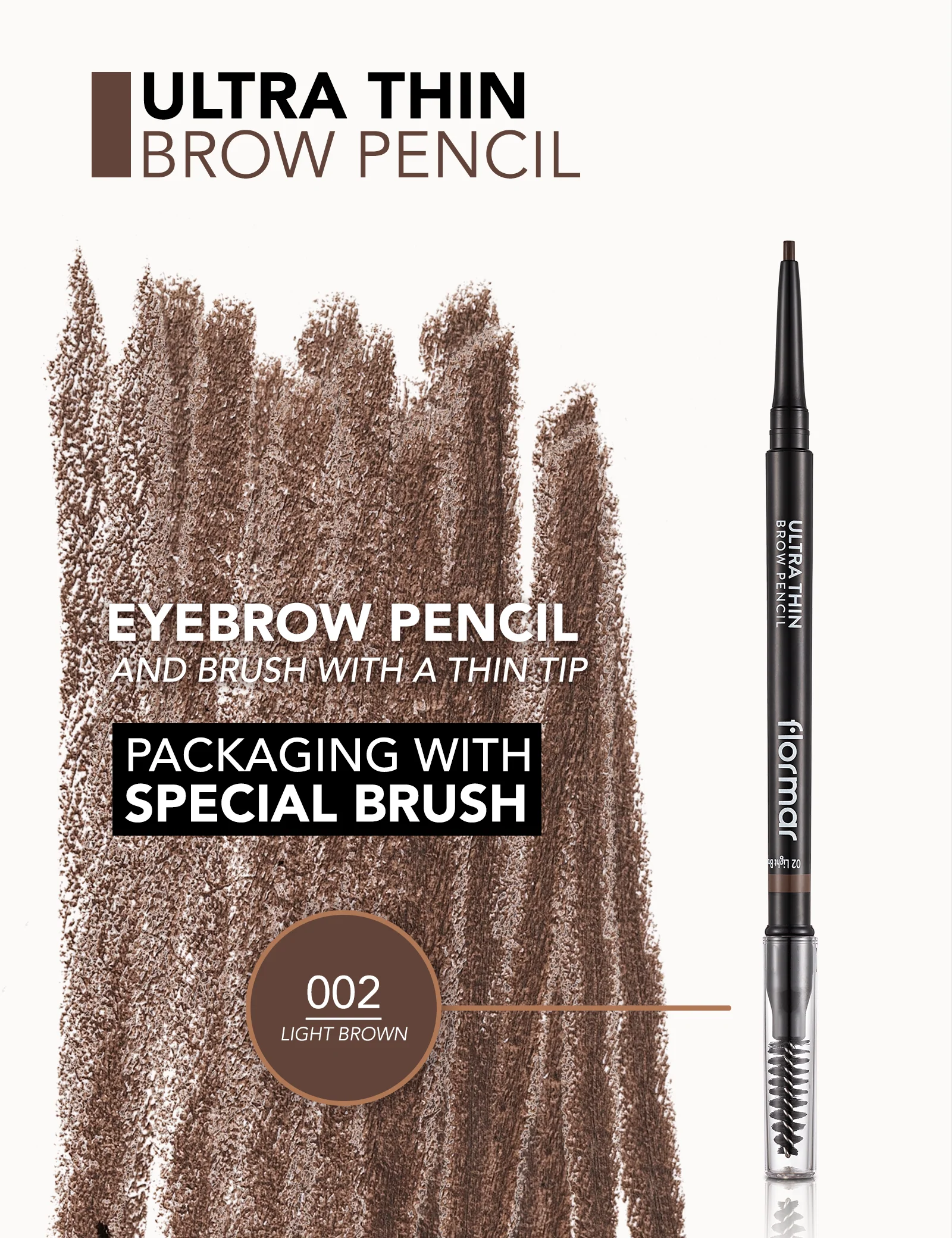 Flormar Ultra Thin Brow Pencil 02 Light Brown - Image 5