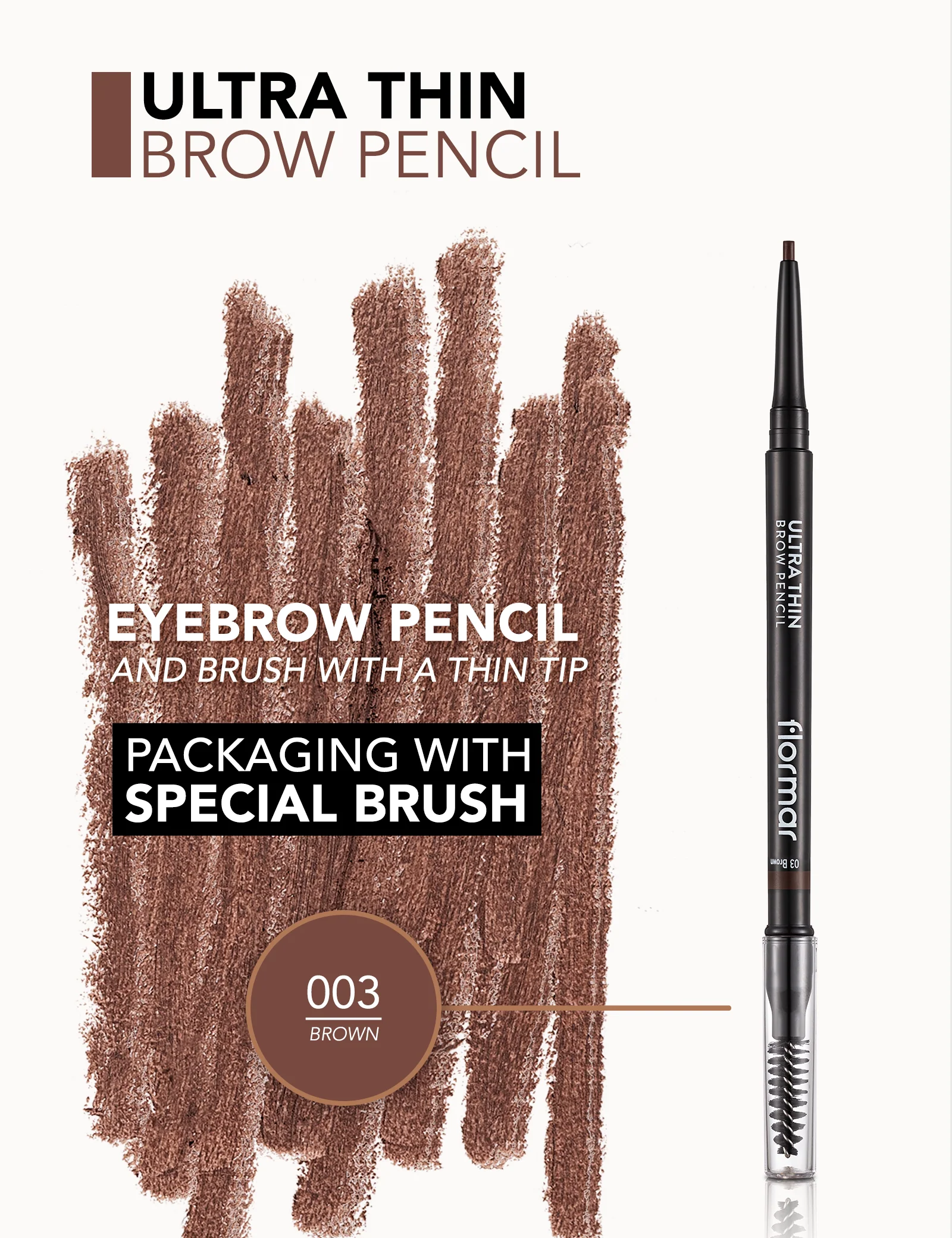 Flormar Ultra Thin Brow Pencil 03 Brown - Image 5