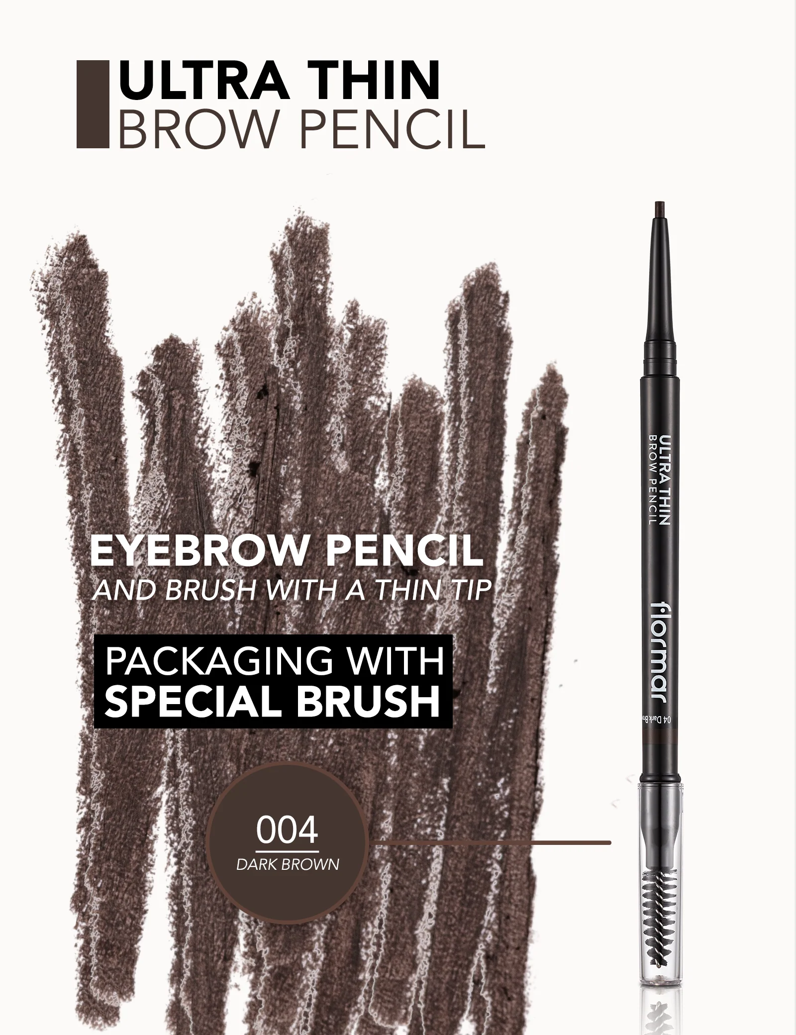 Flormar Ultra Thin Brow Pencil 04 Dark Brown - Image 5
