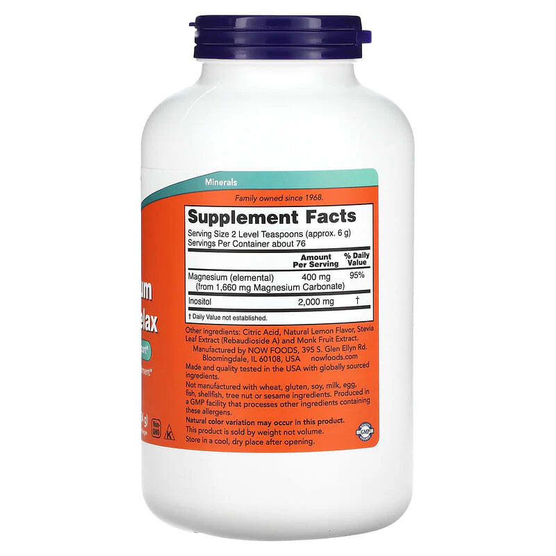Magnesium  Inositol Relax Powder | Now Foods - Image 2