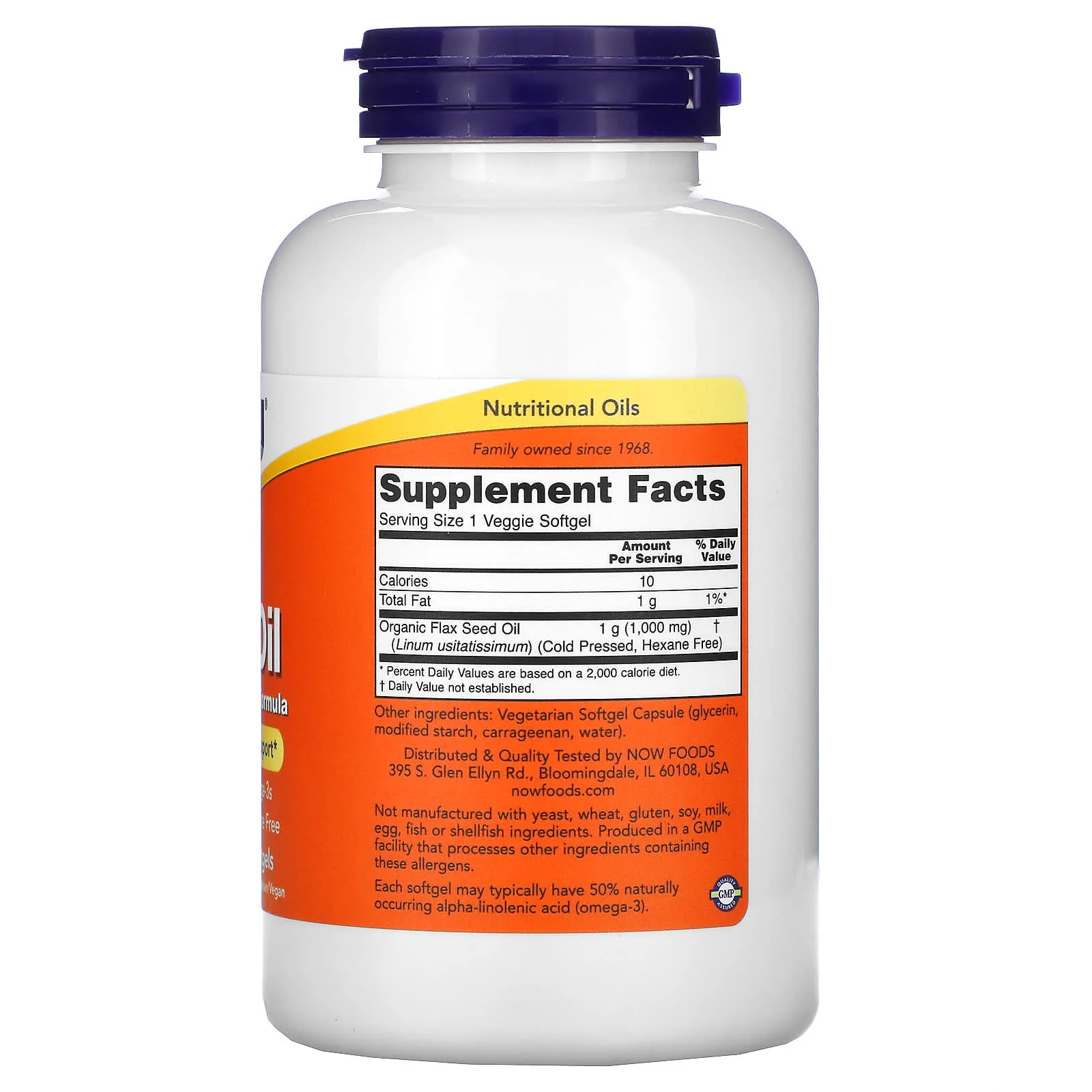 NOW Foods, Óleo de Linhaça, 1.000 mg, 120 Cápsulas Moles Vegetais - Image 2