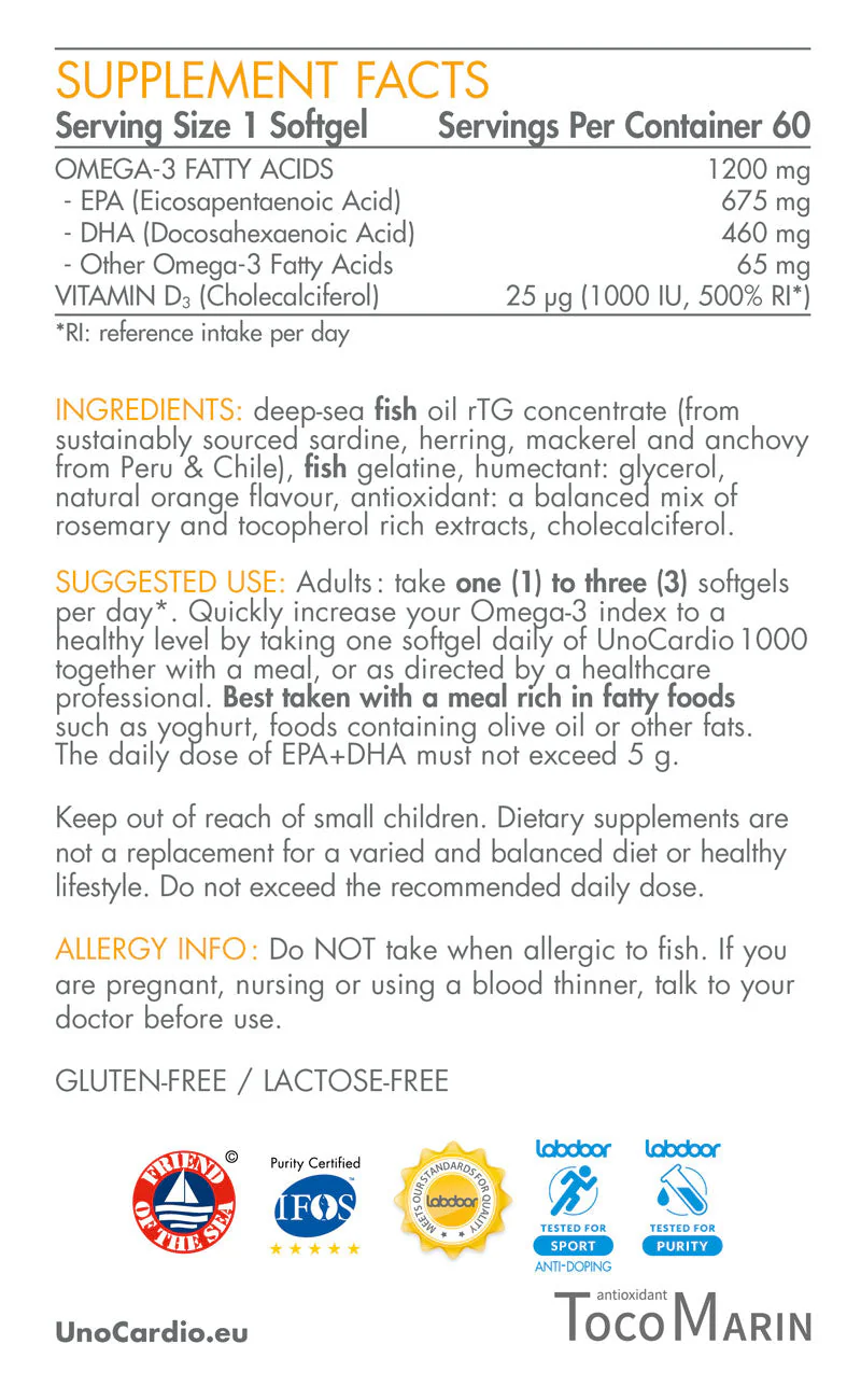 Uno Cardio Ómega 3 + Vit D3 (60 Caps) | WHC - Image 2