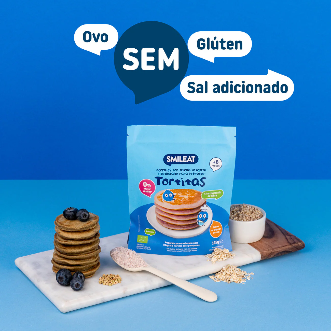 Smileat - Mix de Cereais Integrais e Mirtilo para Panquecas +8m 125g - Image 3