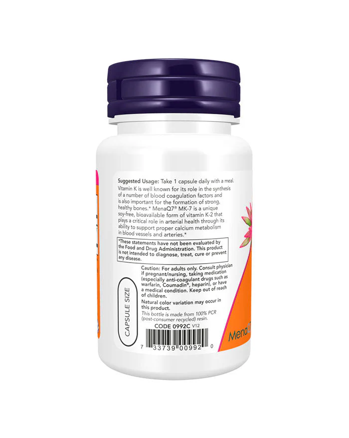 Vitamina Mk7 K2 (60 caps) | Now Foods - Image 2